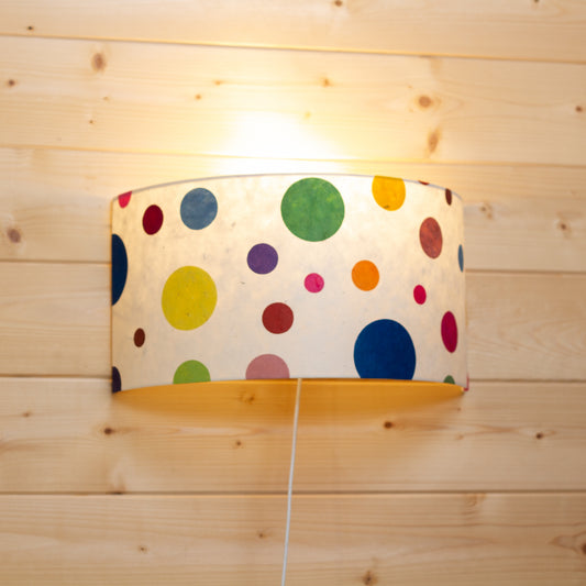 Wall Light - P39 - Polka Dots on Natural Lokta, 36cm(wide) x 20cm(h)