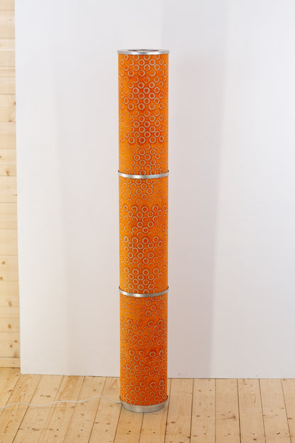 3 Panel Floor Lamp - P03 - Batik Orange Circles, 20cm(d) x 1.4m(h)