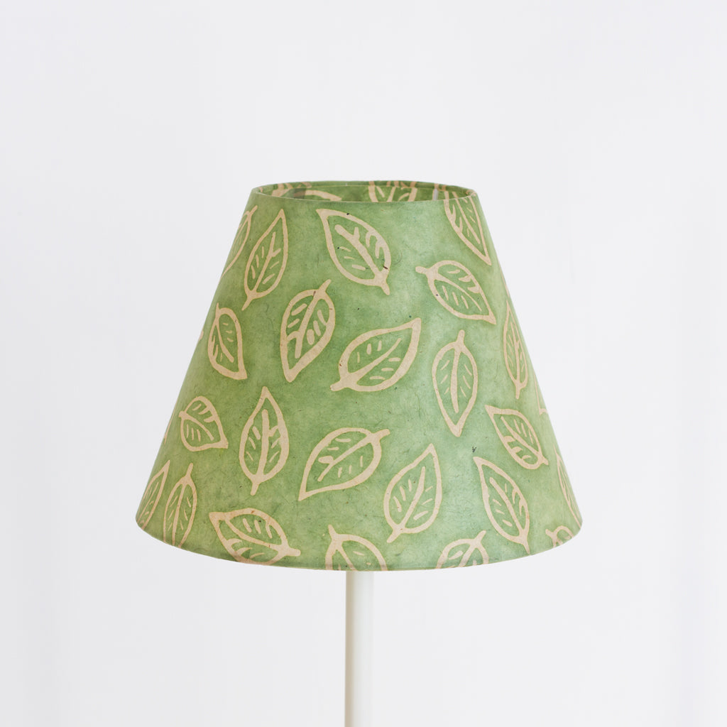 Conical Lamp Shade P29 - Batik Leaf on Green, 15cm(top) x 30cm(bottom) x 22cm(height)
