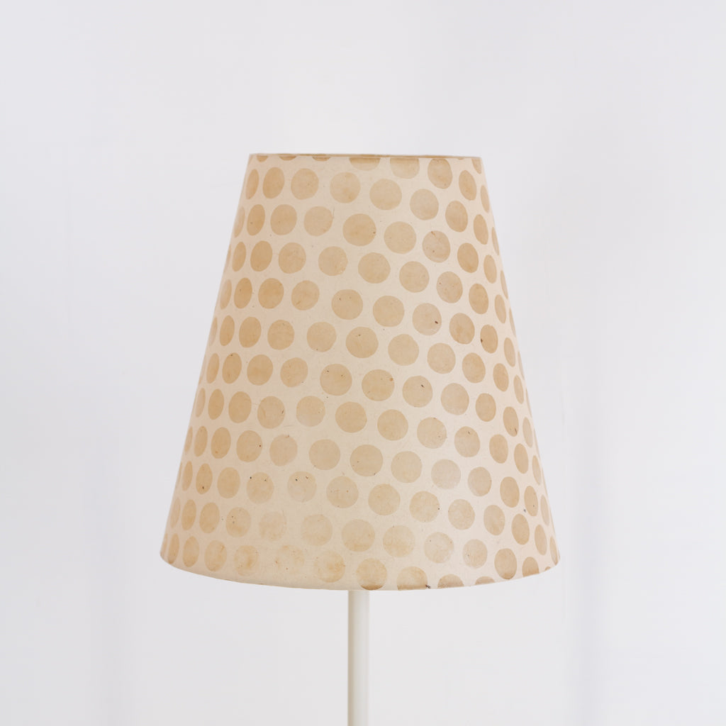 Conical Lamp Shade P85 ~ Batik Dots on Natural, 20cm(top) x 35cm(bottom) x 35cm(height)