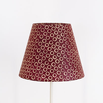 Conical Lamp Shade P73 - Batik Cranberry Circles, 23cm(top) x 40cm(bottom) x 31cm(height)