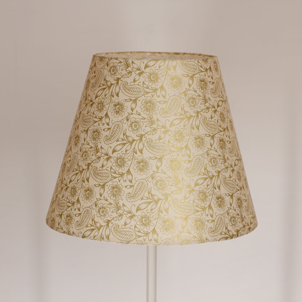 Conical Lamp Shade P69 - Garden Gold on Natural, 23cm(top) x 40cm(bottom) x 31cm(height)