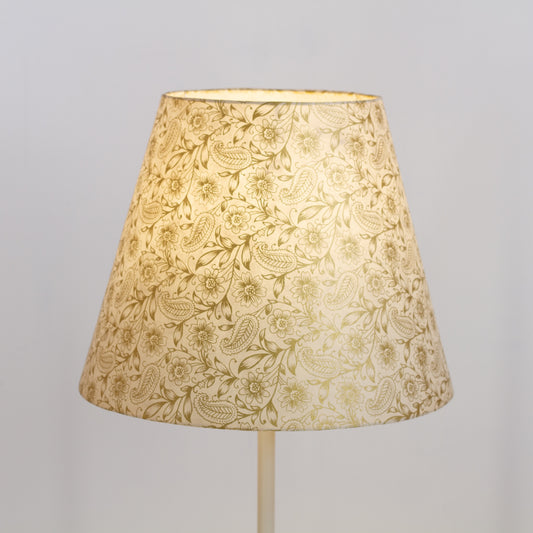 Conical Lamp Shade P69 - Garden Gold on Natural, 23cm(top) x 40cm(bottom) x 31cm(height)
