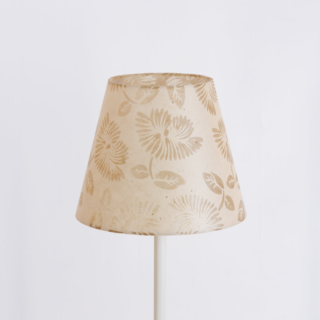 Conical Lamp Shade P09 - Batik Peony on Natural, 15cm(top) x 25cm(bottom) x 20cm(height)