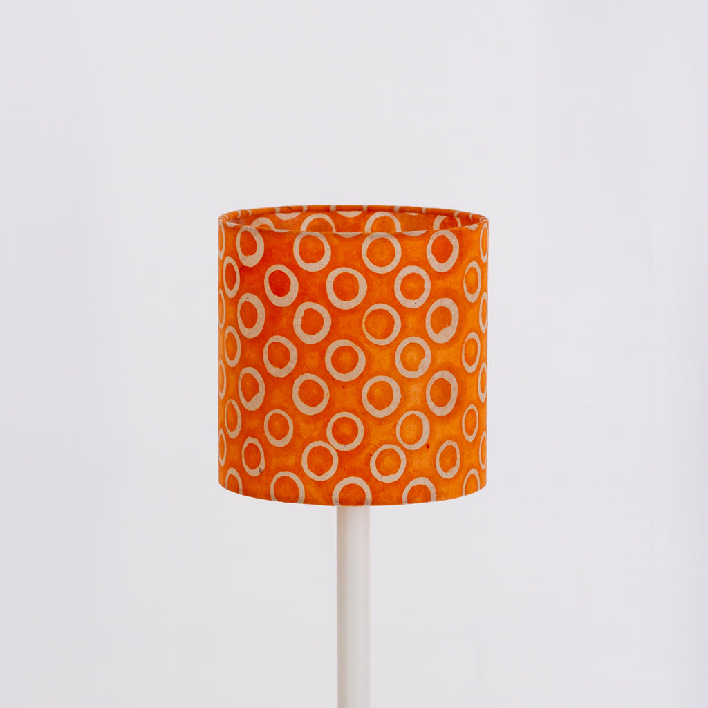 Drum Lamp Shade - P03 - Batik Orange Circles, 15cm(diameter)