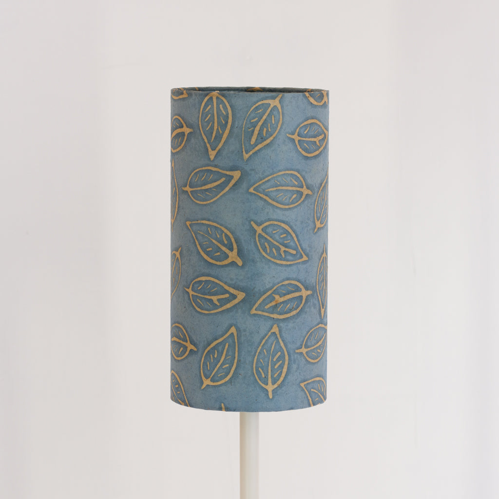 Drum Lamp Shade - P31 ~ Batik Leaf on Blue, 15cm(diameter)