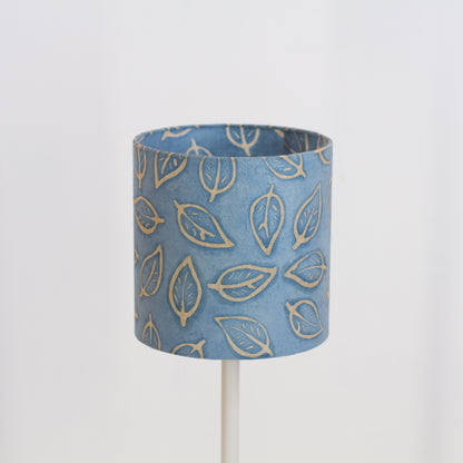Drum Lamp Shade - P31 - Batik Leaf on Blue, 20cm(d) x 20cm(h)