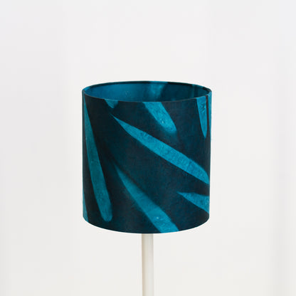 Drum Lamp Shade - P99 - Resistance Dyed Teal Bamboo, 20cm(d) x 20cm(h)