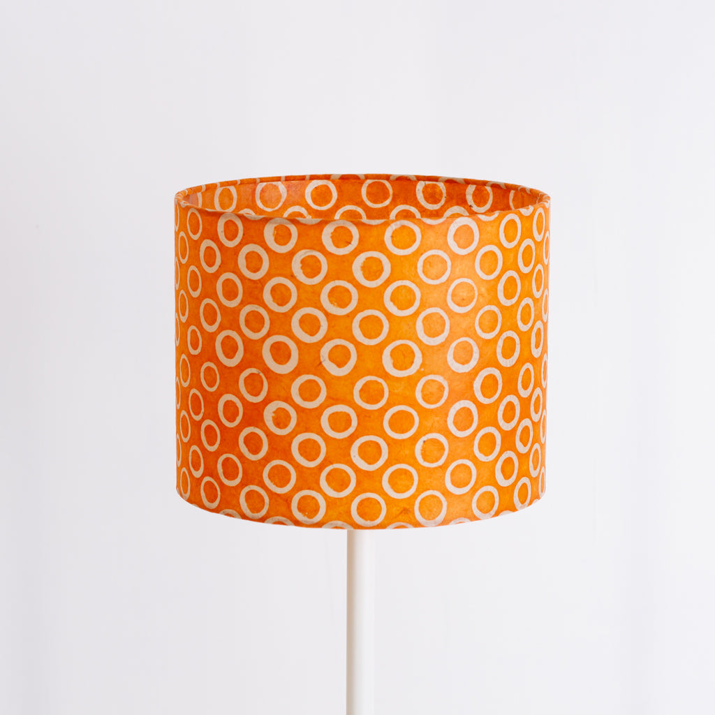 Drum Lamp Shade - P03 ~ Batik Orange Circles, 25cm x 20cm