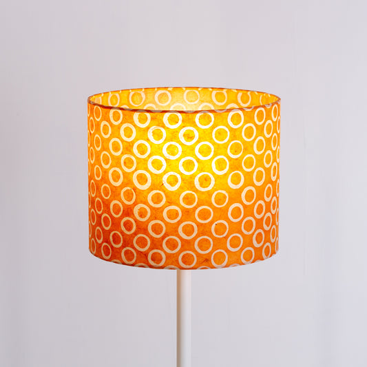 Drum Lamp Shade - P03 ~ Batik Orange Circles, 25cm x 20cm