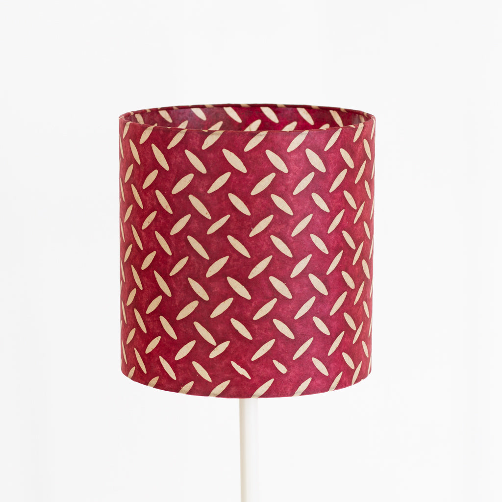 Drum Lamp Shade - P14 - Batik Tread Plate Cranberry, 25cm x 25cm
