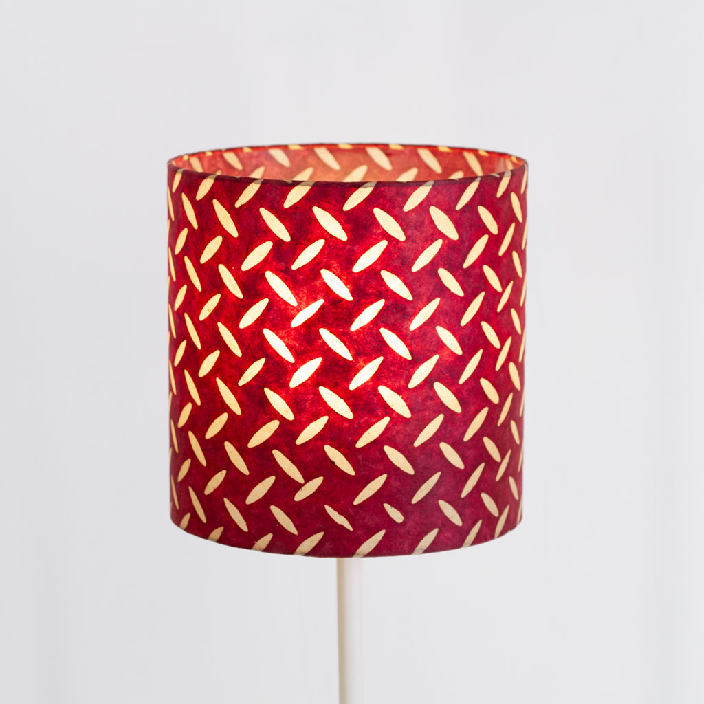 Drum Lamp Shade - P14 - Batik Tread Plate Cranberry, 25cm x 25cm