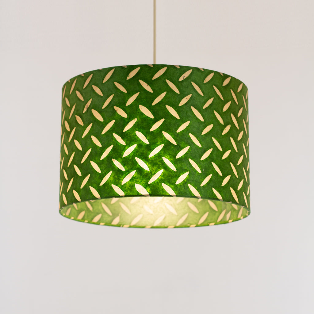 Drum Lamp Shade - P96 - Batik Tread Plate Green, 30cm(d) x 20cm(h)