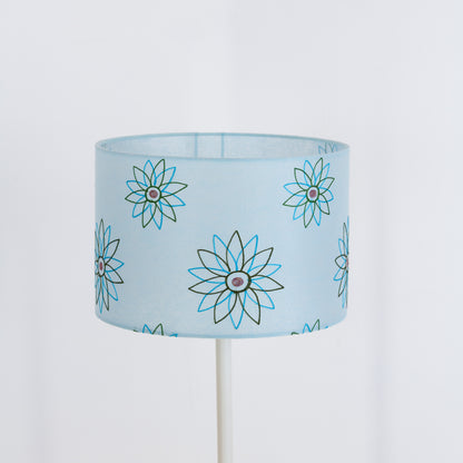 Drum Lamp Shades P45 ~ Embroidered Aqua