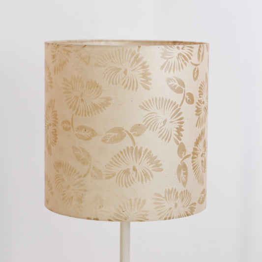 Drum Lamp Shade - P09 - Batik Peony on Natural, 30cm(d) x 30cm(h)