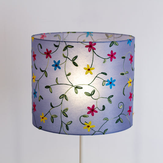 Drum Lamp Shade - P46 ~ Embroidered Evening Blue, 35cm(d) x 30cm(h)