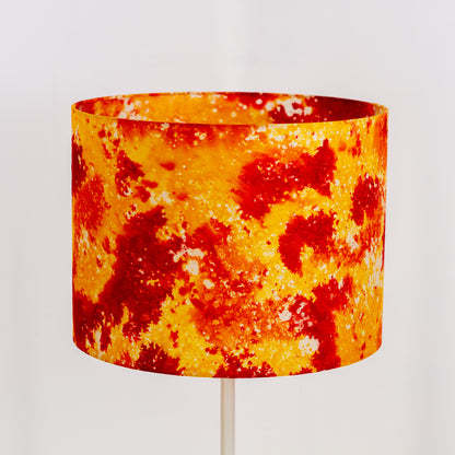 Drum Lamp Shade - B112 ~ Batik Lava Red/Orange, 40cm(d) x 30cm(h)