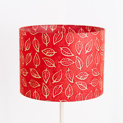 Drum Lamp Shade - P30 - Batik Leaf on Red, 40cm(d) x 30cm(h)