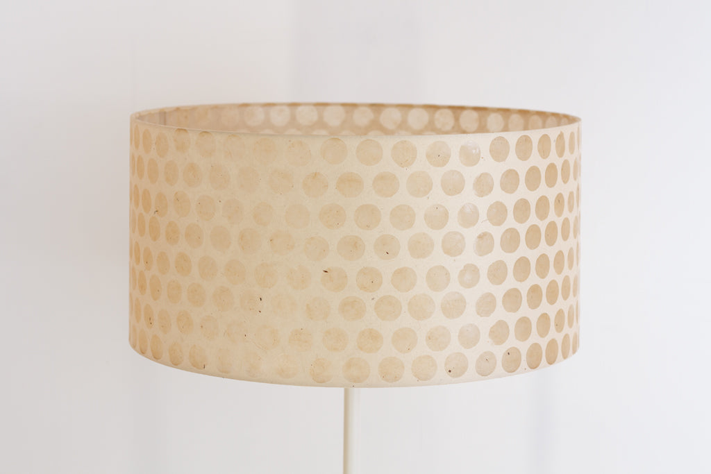 Drum Lamp Shade - P85 ~ Batik Dots on Natural, 50cm(d) x 25cm(h)