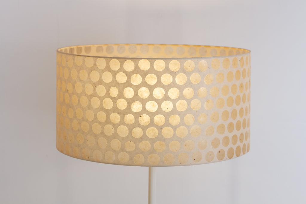 Drum Lamp Shade - P85 ~ Batik Dots on Natural, 50cm(d) x 25cm(h)