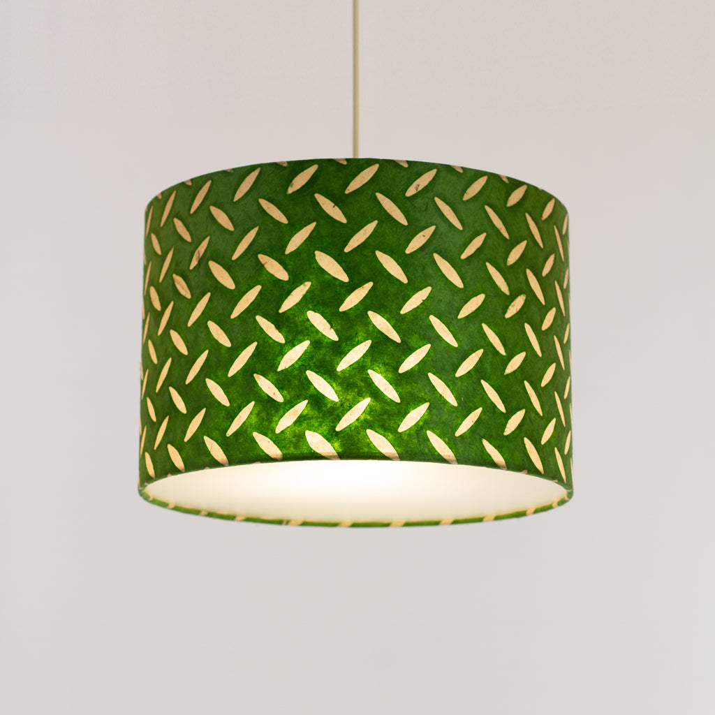 Drum Lamp Shade - P96 - Batik Tread Plate Green, 30cm(d) x 20cm(h)