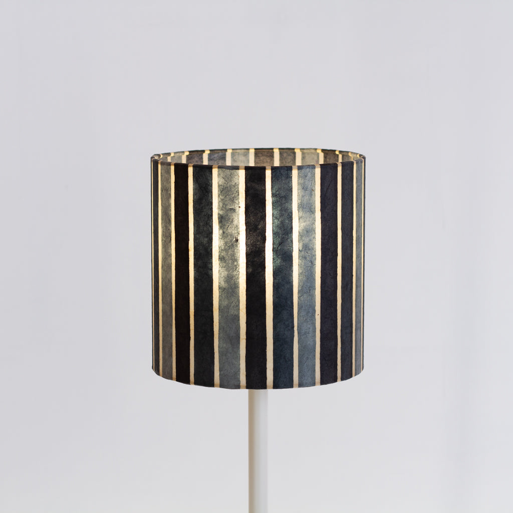 Drum Lamp Shade - P08 - Batik Stripes Grey, 20cm(d) x 20cm(h)