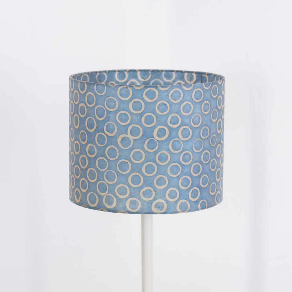 Drum Lamp Shade - P72 ~ Batik Blue Circles, 25cm x 20cm