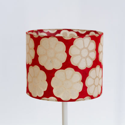 Drum Lamp Shade - P18 ~ Batik Big Flower on Red, 25cm x 20cm