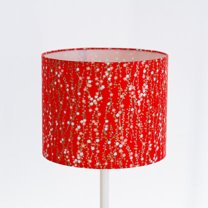 Drum Lamp Shade - W01 ~ Red Daisies, 25cm x 20cm