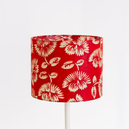 Drum Lamp Shade - B118 - Batik Peony Red, 25cm x 20cm