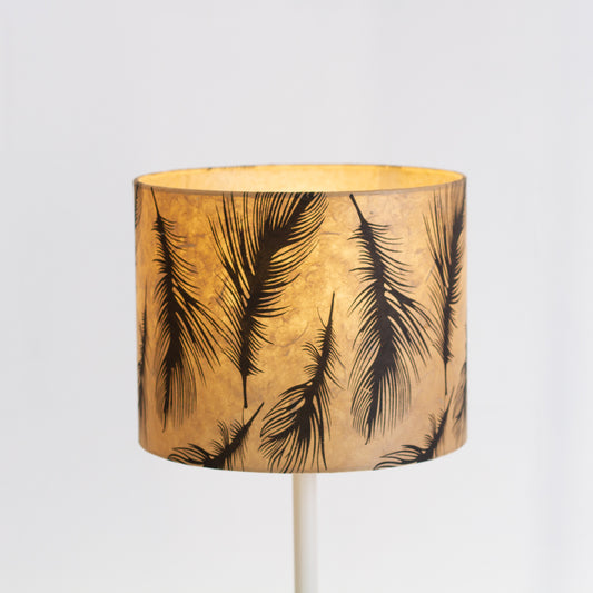 Drum Lamp Shade - B102 - Black Feathers, 25cm x 20cm
