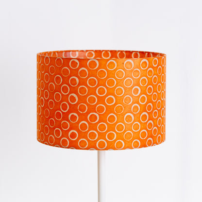 Drum Lamp Shade - P03 - Batik Orange Circles, 30cm(d) x 20cm(h)