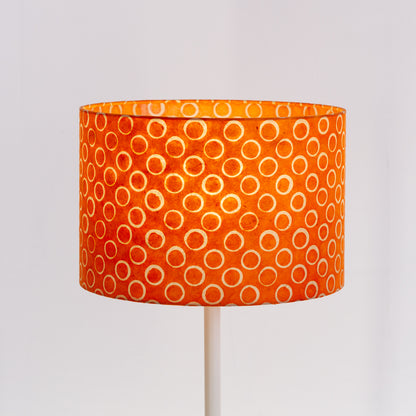 Drum Lamp Shade - P03 - Batik Orange Circles, 30cm(d) x 20cm(h)
