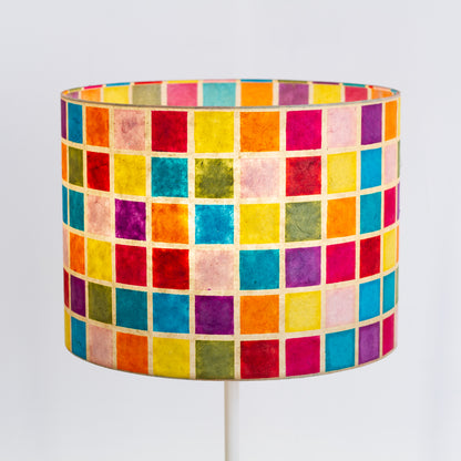 Drum Lamp Shade - P01 - Batik Multi Square, 40cm(d) x 30cm(h)