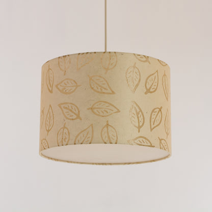 Drum Lamp Shade - P28 - Batik Leaf on Natural, 30cm(d) x 20cm(h)