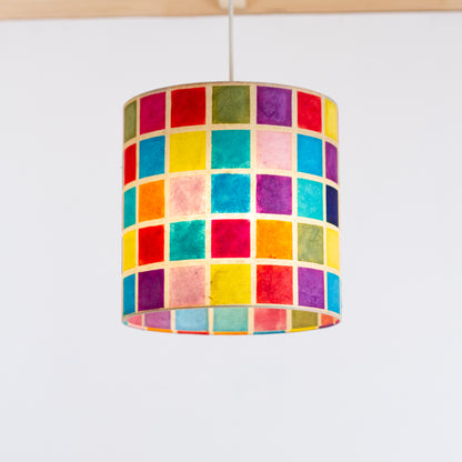 Drum Lamp Shade - P01 - Batik Multi Square, 25cm x 25cm