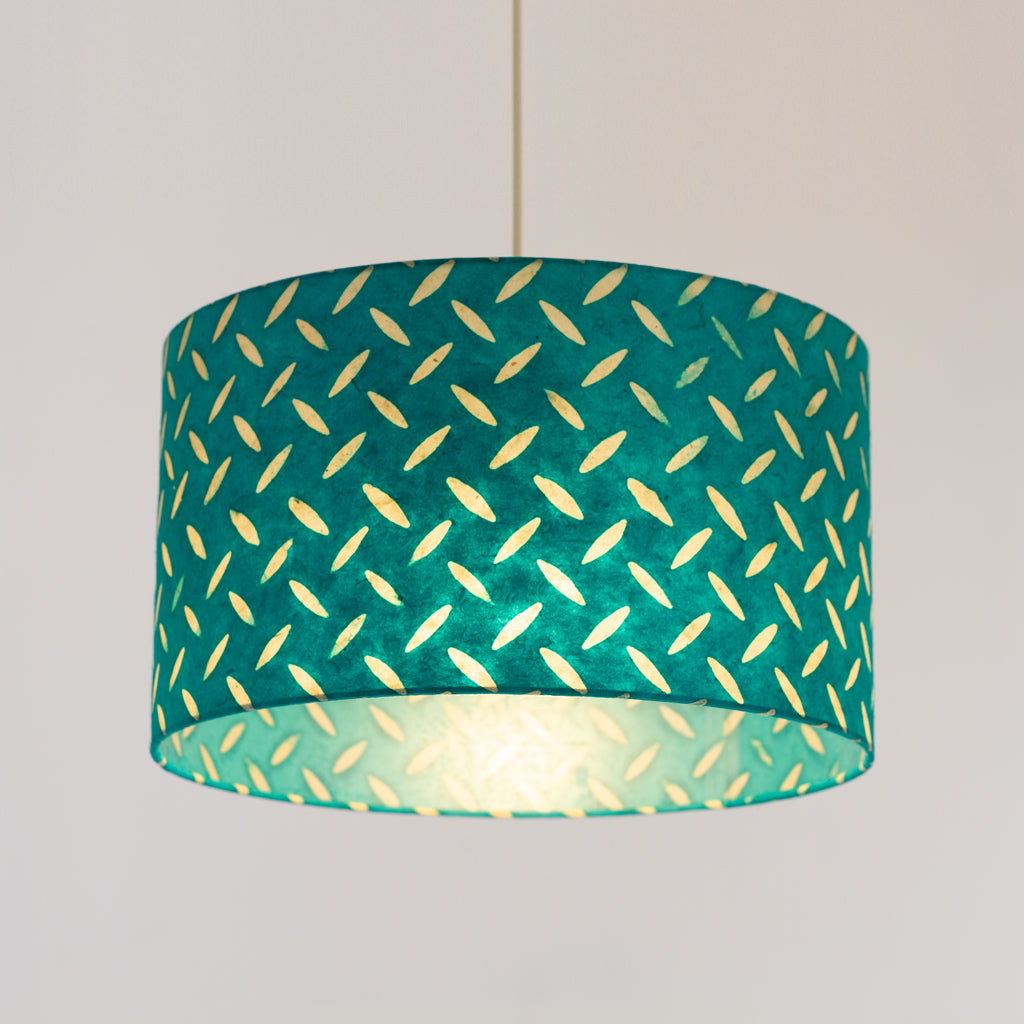 Drum Lamp Shade - P15 - Batik Tread Plate Mint Green, 35cm(d) x 20cm(h)
