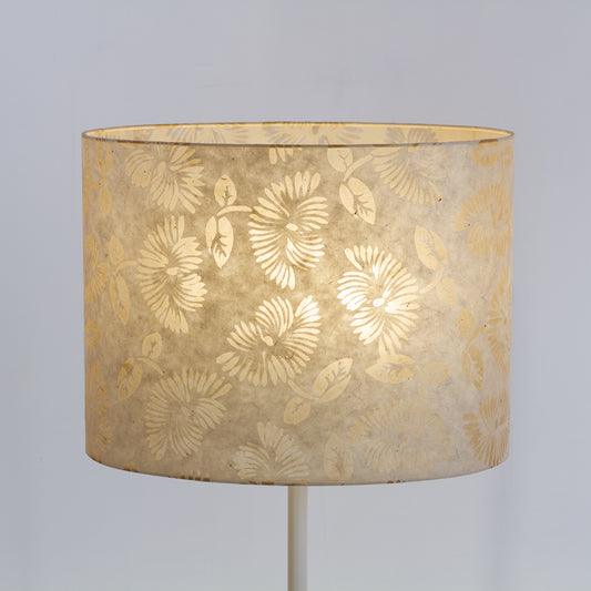 Oval Lamp Shade - P09 - Batik Peony on Natural, 40cm(w) x 30cm(h) x 30cm(d)