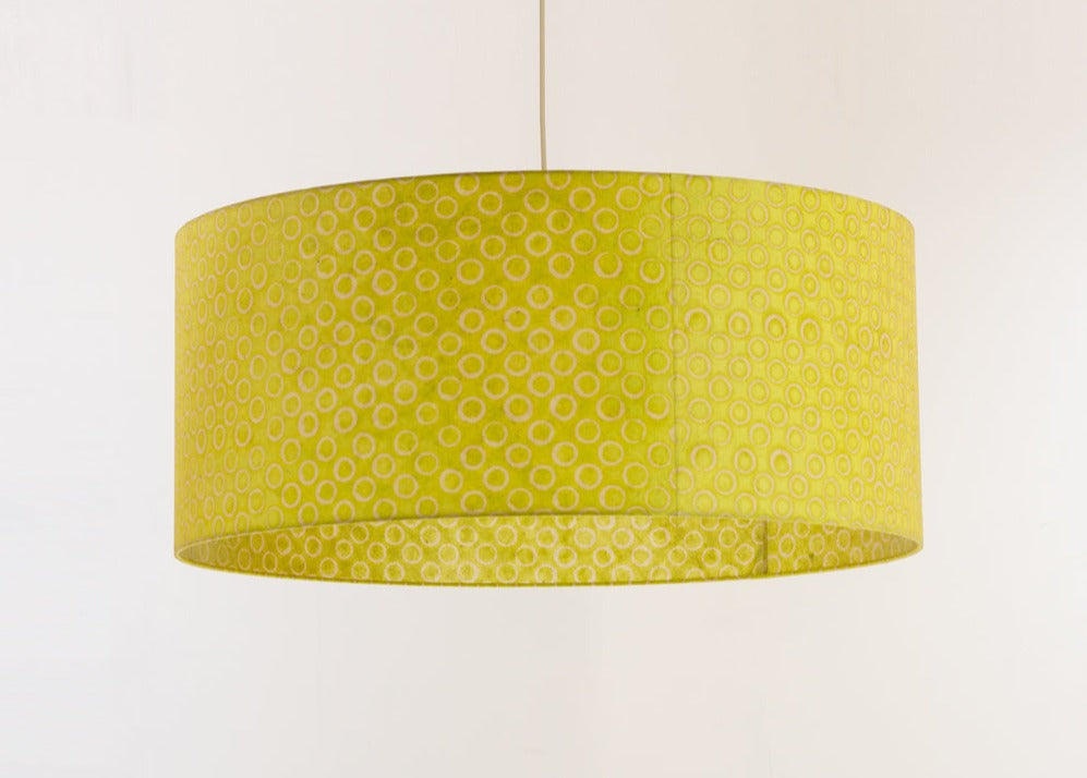 Drum Lamp Shade - P02 - Batik Lime Circles, 70cm(d) x 30cm(h)