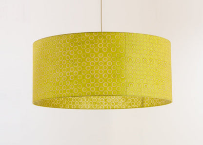Drum Lamp Shade - P02 - Batik Lime Circles, 70cm(d) x 30cm(h)