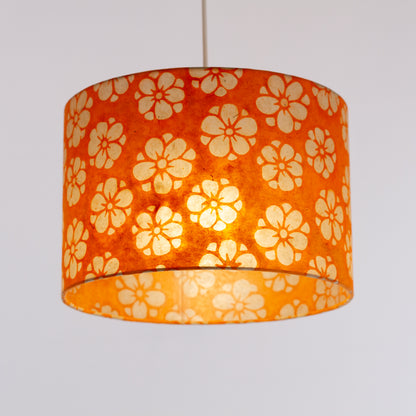 Drum Lamp Shade - P94 - Batik Star Flower on Orange, 30cm(d) x 20cm(h)