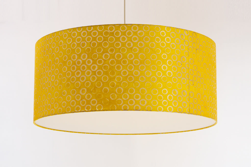 Drum Lamp Shade - P71 - Batik Yellow Circles, 70cm(d) x 30cm(h)