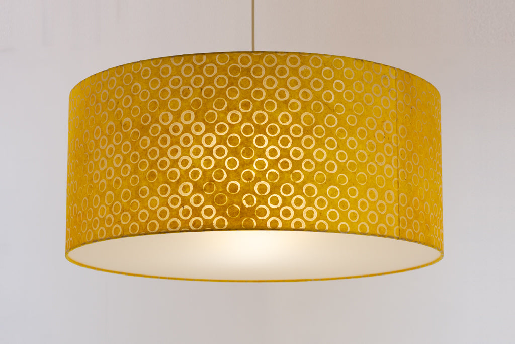 Drum Lamp Shade - P71 - Batik Yellow Circles, 70cm(d) x 30cm(h)