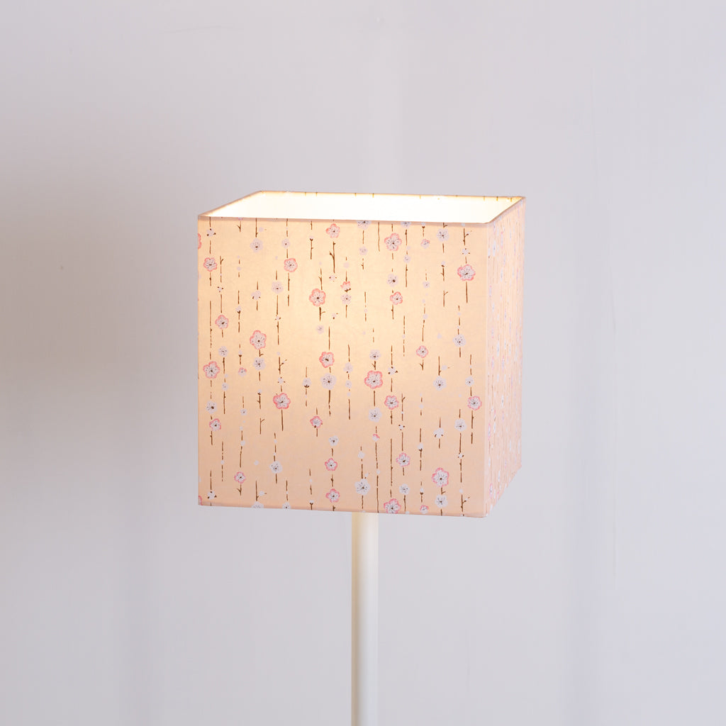 Square Lamp Shade - W07 ~ Peach Daisies, 20cm(w) x 20cm(h) x 20cm(d)