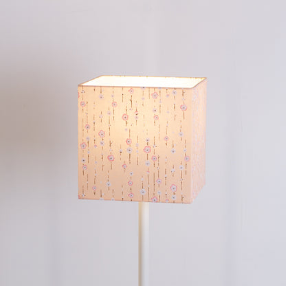 Square Lamp Shade - W07 ~ Peach Daisies, 20cm(w) x 20cm(h) x 20cm(d)