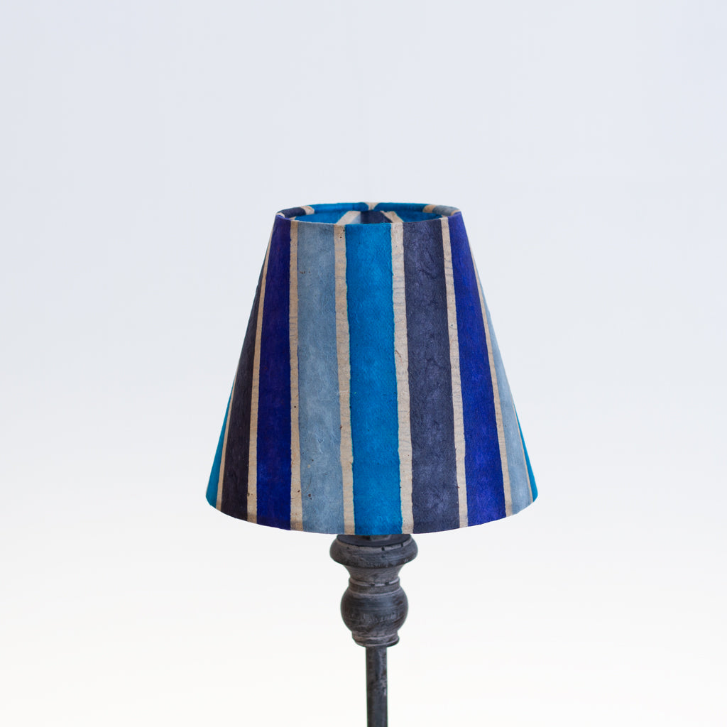 Clip on Lamp Shade - Short - P05 ~ Batik Stripes Blue