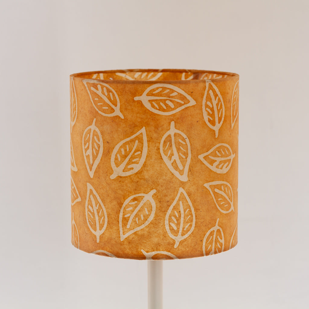 Drum Lamp Shade - P66 - Batik Leaf on Camel, 20cm(d) x 20cm(h)