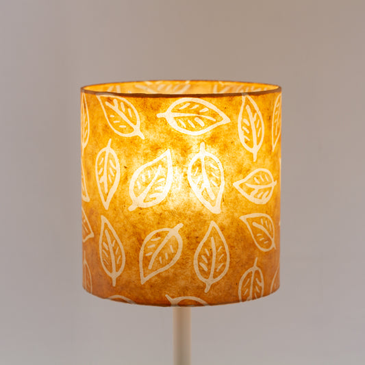 Drum Lamp Shade - P66 - Batik Leaf on Camel, 20cm(d) x 20cm(h)