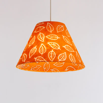 Conical Lamp Shade - B123 ~ Batik Leaf Orange, 15cm Top, 35cm Bottom, 22cm Height