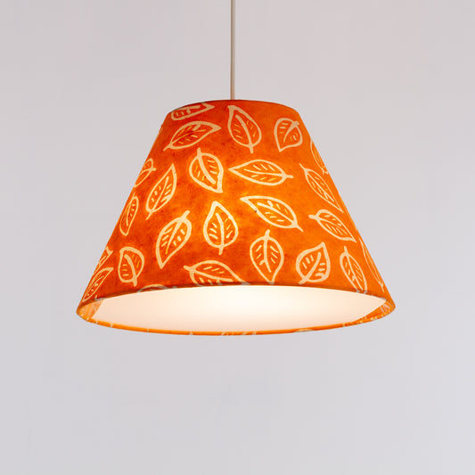 Conical Lamp Shade - B123 ~ Batik Leaf Orange, 15cm Top, 35cm Bottom, 22cm Height